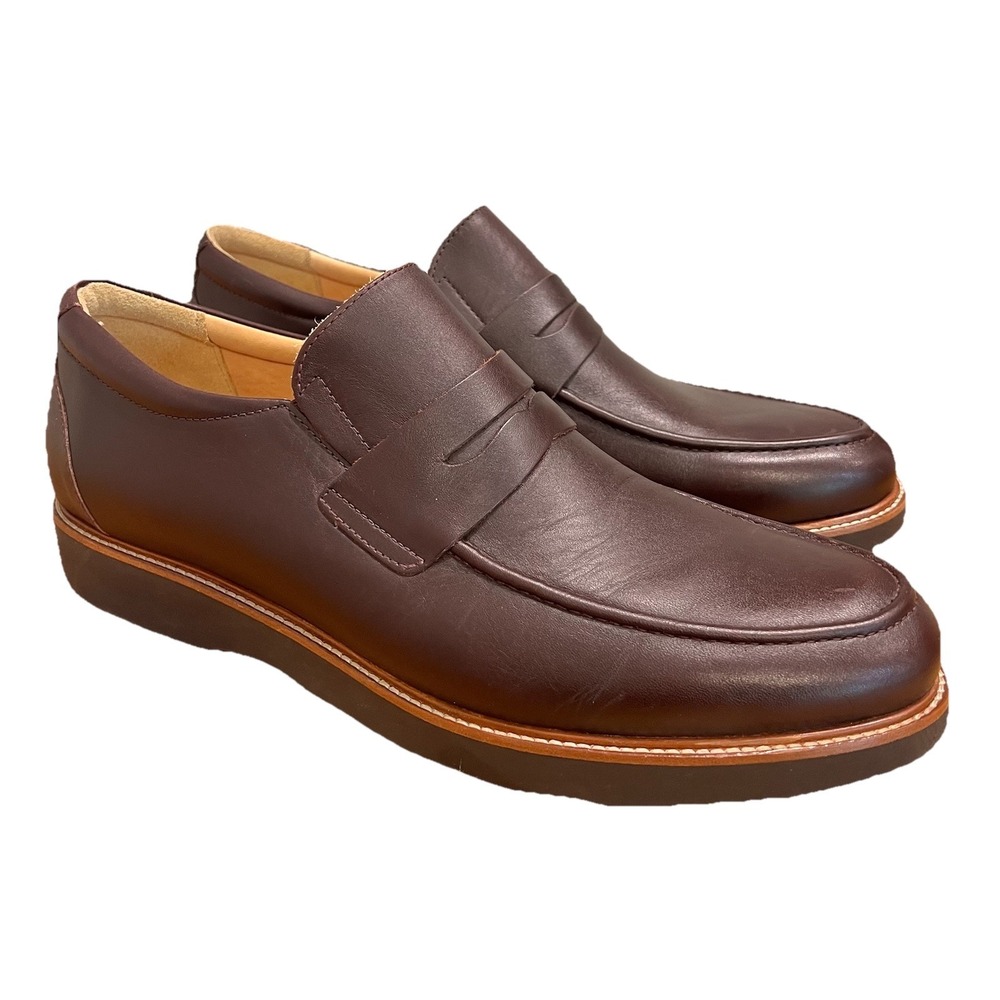 Men's Brown Leather Penny Loafers - Classic Slip-On Dress Shoes